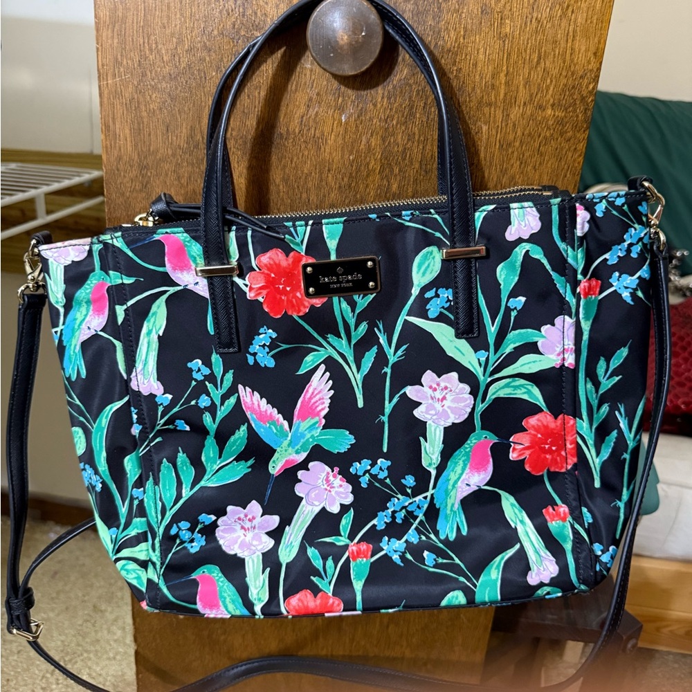 kate spade Black Floral Hummingbird Tote Bag
